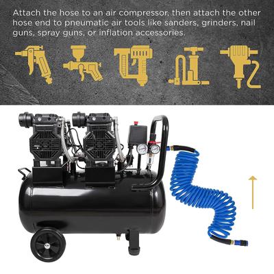1/4inch Recoil Polyurethane Air Compressor Hose with Bend Restrictor Lightweight Air Hose Air Compressor Accessories