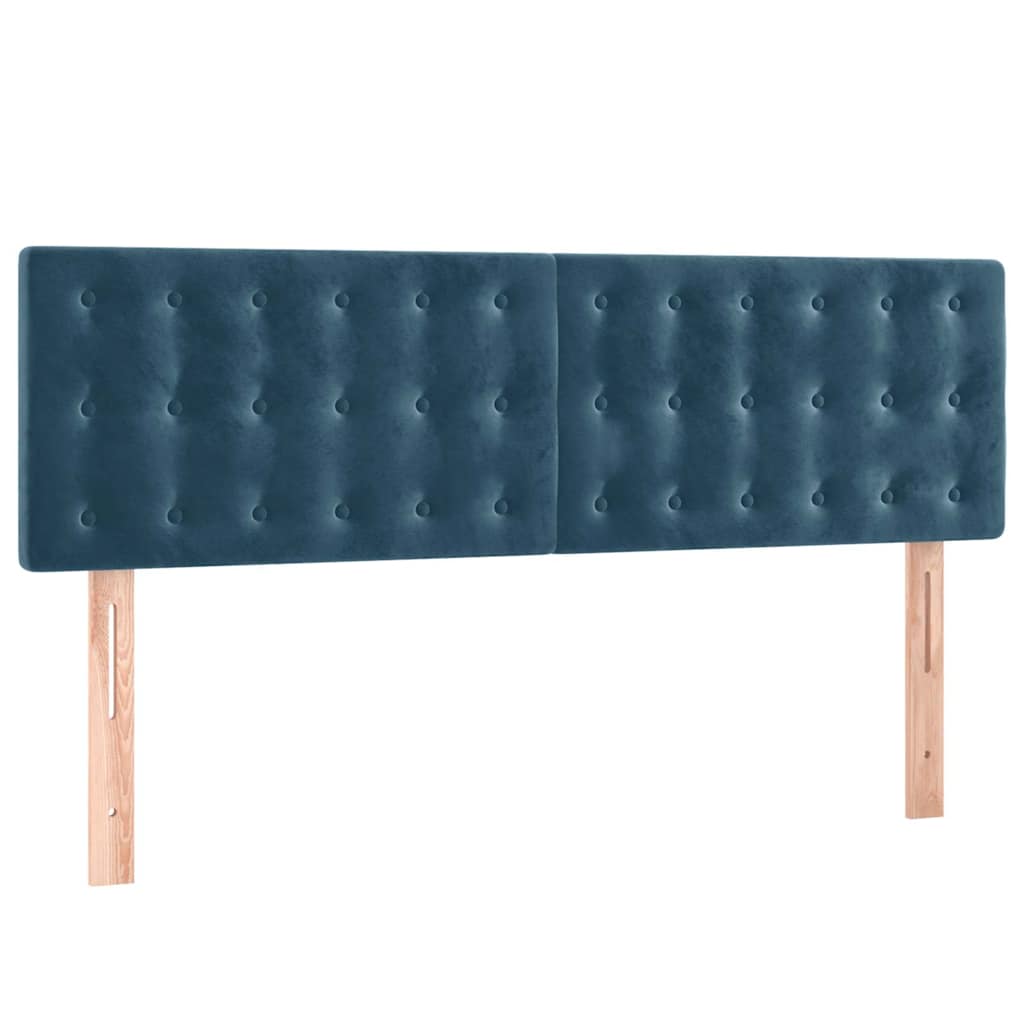 Box Spring Bed with Mattress Dark Blue 140 x 190 cm Velvet