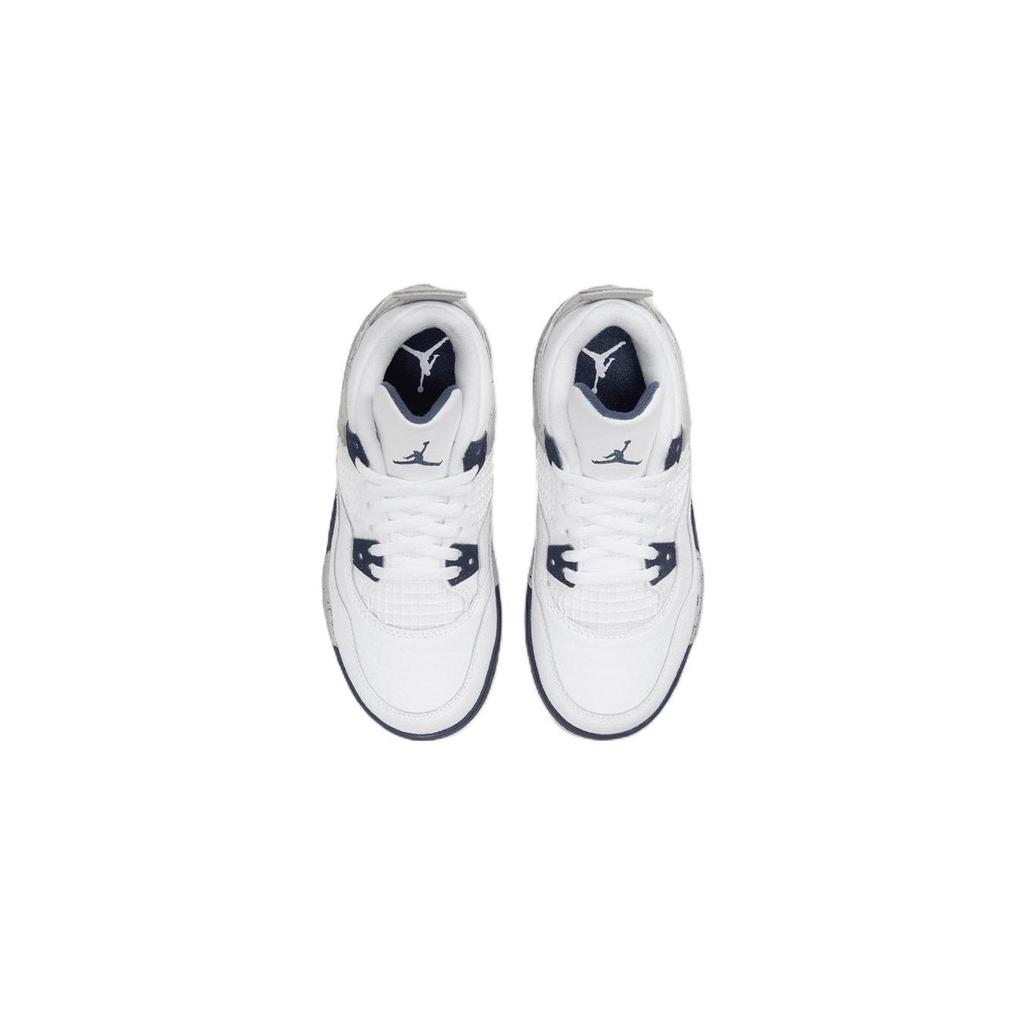 Air Jordan 4 Retro PS Midnight Navy Kids Sneakers White Light-Smoke-Grey Fire-Red BQ7669-140