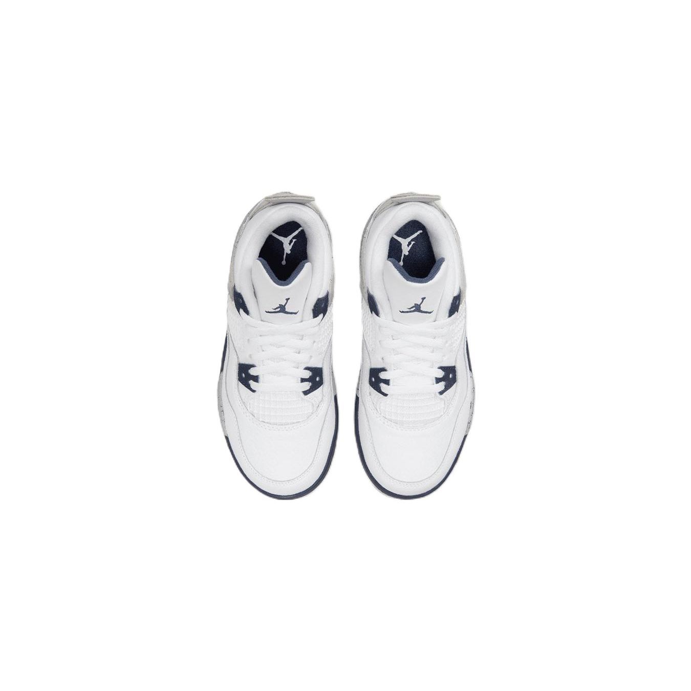 Air Jordan 4 Retro PS Midnight Navy Детские кроссовки Белый Светло-Дымчато-Серый — фото 5