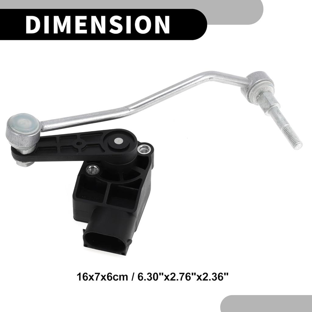 Air Suspension Ride Height Level Sensor No.3W0941286C - Car Front Right Headlight Level Sensor - for Bentley for Continental GT Metal Black - 1 Pc