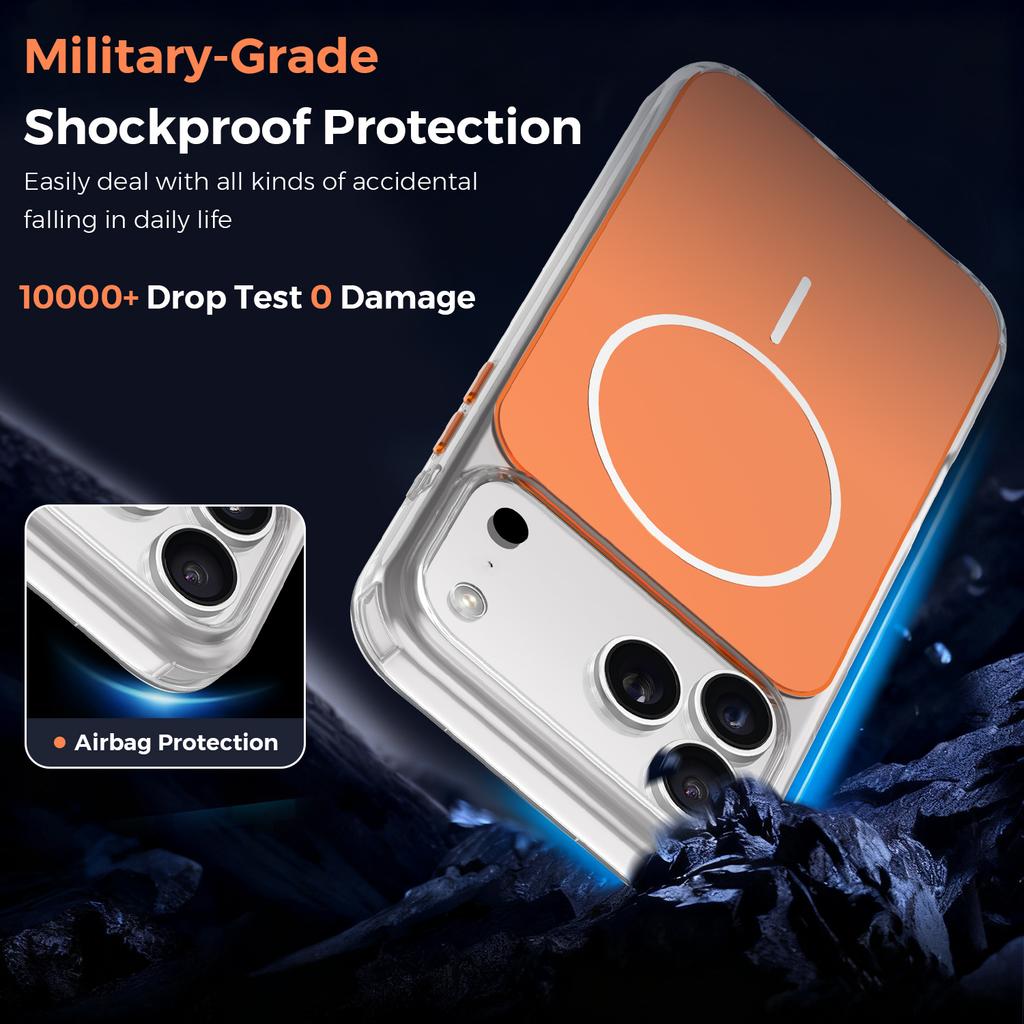 iPhone 17 Air 17 Pro Max 16Pro 15 14 Pro için Metal Düğmeli Şeffaf Manyetik Telefon Kılıfı Magsafe Şeffaf Kablosuz Şarj Sert Koruyucu Kapak