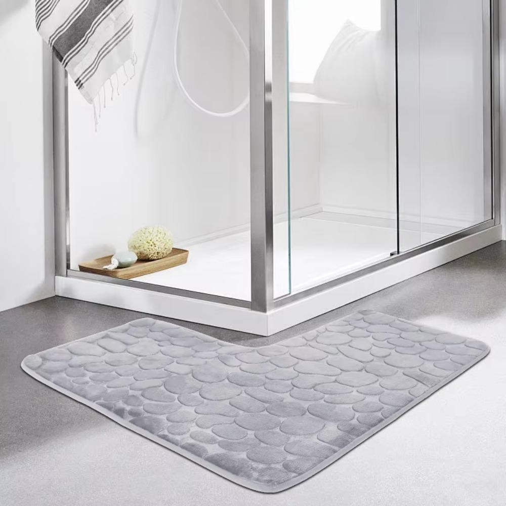 Non-slip Bath Mat Cobblestone Bathroom Rug NEW Durable Corner Mat