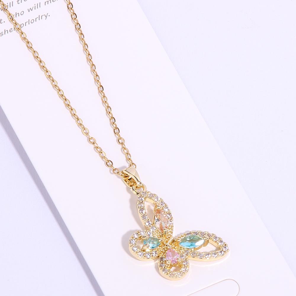 New personalized high-end butterfly pendant necklace women's colorful niche design necklace sexy temperament necklace