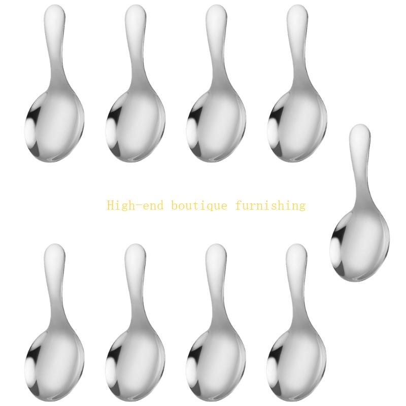 9 шт. 304 Нержавеющая сталь Ложки 9 шт. Бесшовные Ремесленные Портативные Утварь для Мороженого серебряный