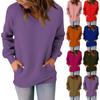 Womens Casual V Neck Sweatshirt Loose Soft Long Sleeve Pullover Tops Shirts With Side Pockets