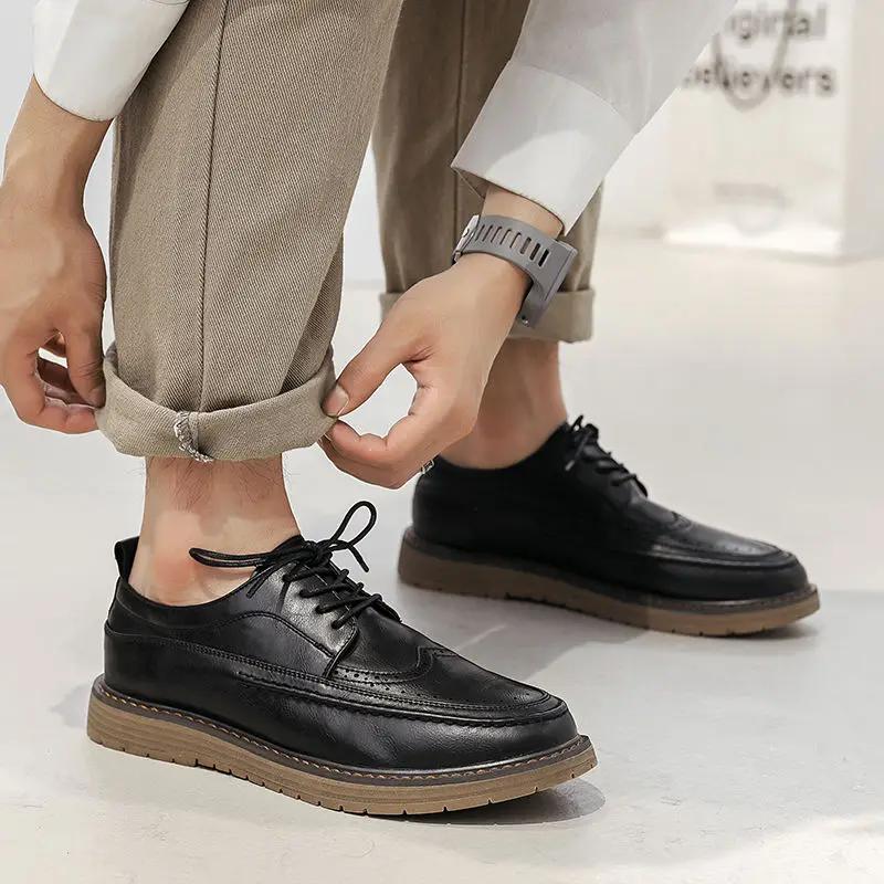 Spetsig Tå Herr Casual Sko Platt Social Läderskor för Män Skodon Erbjudande Vanlig Frakt Gratis Vuxna Lågt Pris Leverans Pu