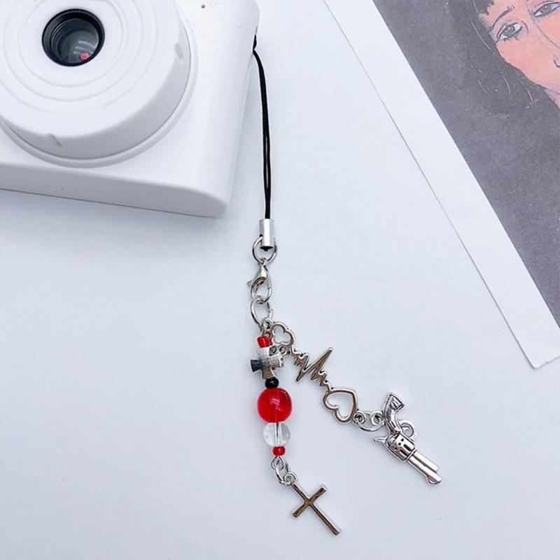 Handmade Beaded Phone Lanyard Star Shape Pendant Strap Detachable Phone Chains Keyring Portable Accessory for Women