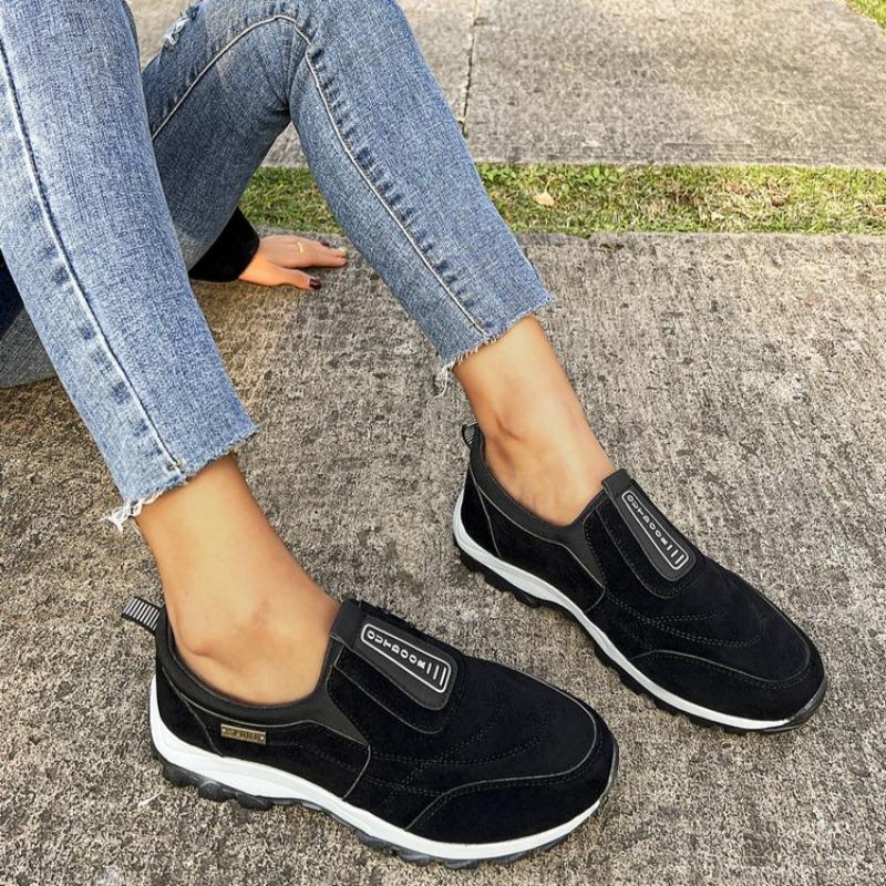 

Fashion Women s Flat Sports Shoes Autumn New Round Head Deep Mouth Cloth Surface Soft Sole Non-slip Low Top Shoes 36 чёрный