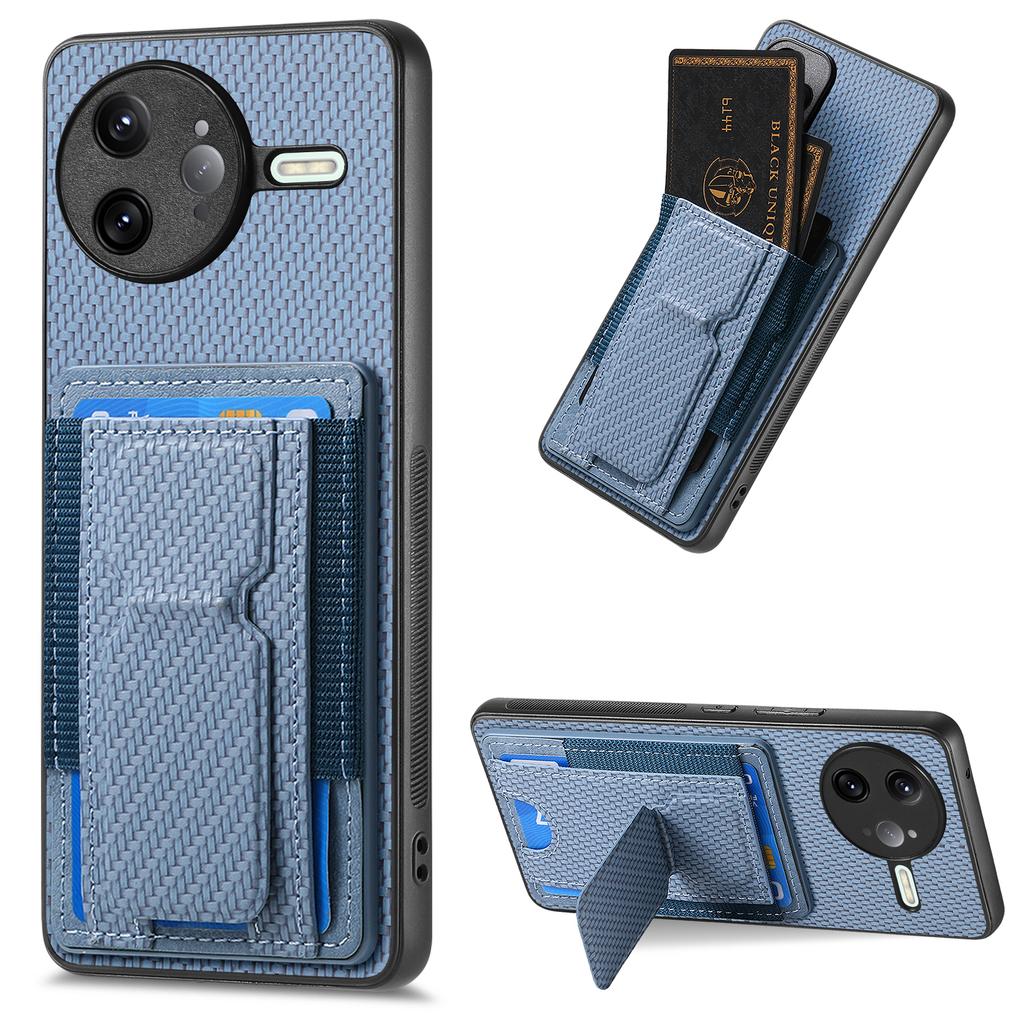 For Xiaomi Poco F7 Ultra 5G/Xiaomi Redmi K80 Pro 5G Case with Card Holder Kickstand Fiber Pattern Leather Back Cover