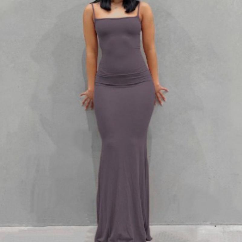 Fashion Elegant Strap Women's Dress Sexy Club Slim Fit Solid Party Long Dress Women Summer High Waist Office Lady Casual Dresses Female Clothing 25079