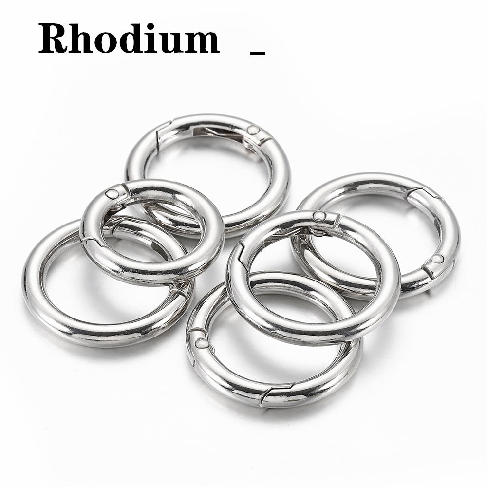 10pcs/5pcs Openable Metal Spring Clasp Ring Round Carabiner Keychain Clip Hook Buckle Bag Chain Connector for Jewelry Making DIY