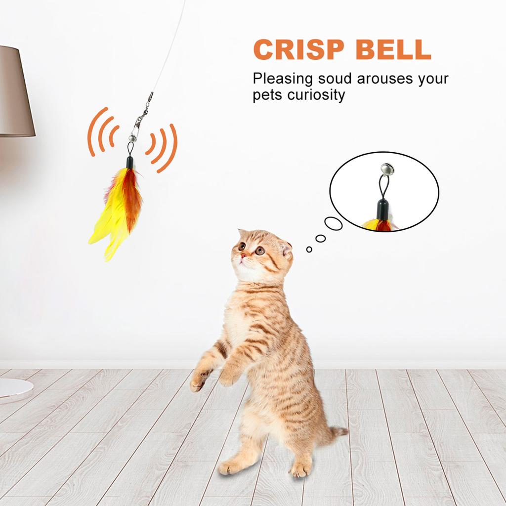 12Pcs Interactive Cat Wand Toys with Telescopic Fishing Rod Tassel/Feather/Furball Cat Teaser Toys for Indoor Cats Play Exercise