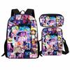 Set Zaino per Studente Gruppo di Ragazze Cacciatrici Kpop 3-in-1 Cartone Animato Borsa Scolastica con Borsa a Tracolla e Astuccio