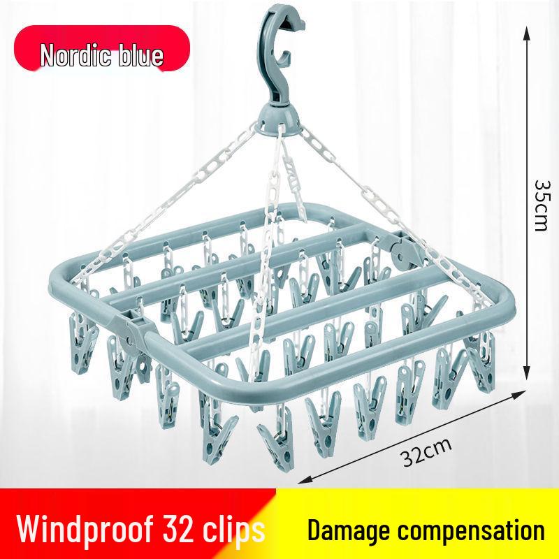 

32-Clip Multifunctional Drying Rack Hanger for Socks and More