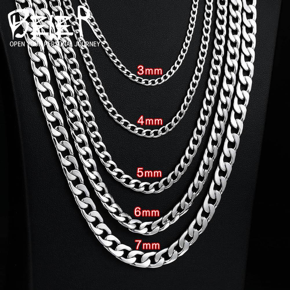 Beier Korean Titanium Steel Men's and Women's Water Wave Chain Necklace