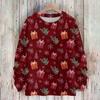 Ladies' Fashionable And Casual Christmas Cute Printed Round Neck Long Sleeved Knitted Yarn