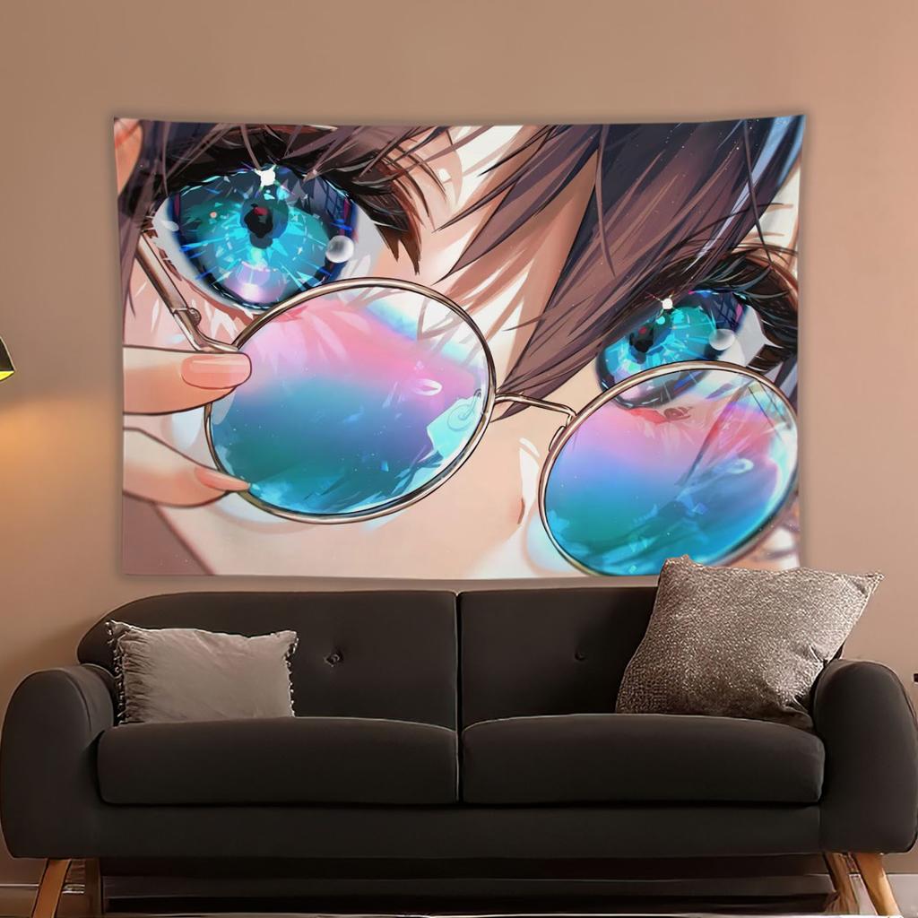 Kawaii Anime Mädchen Auge Druck Wandteppich Wandbehang Niedlicher Cartoon Fantasy Hintergrund Heimdekoration Anime Zimmerdekoration