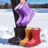 Snow winter non-slip warm waterproof boots women's rain shoes integrated boots forming car wash kitchen piled thickened cotton shoes