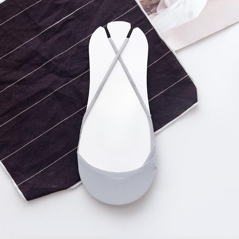 

Ladies Spring and Summer New Simple Heel Hollow Suspender Ice Silk Invisible Socks 1 pair світло-сірий колір
