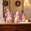 Reusable Holiday Table Settings 3Pcs Christmas Wooden Tabletop Decor, Cute Snowman Gingerbread Man Figurines, Ornaments Centerpiece, Rustic for Mantel