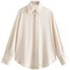 Fashion Style Autumn New Women's Clothing Temperament Wild Silk Satin Texture Long Sleeves Lapel Shirt 8767897 712
