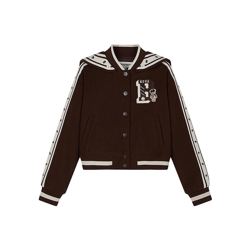 Teenie Weenie Women's Sailor Collar Two-Way Wool Baseball Jacket