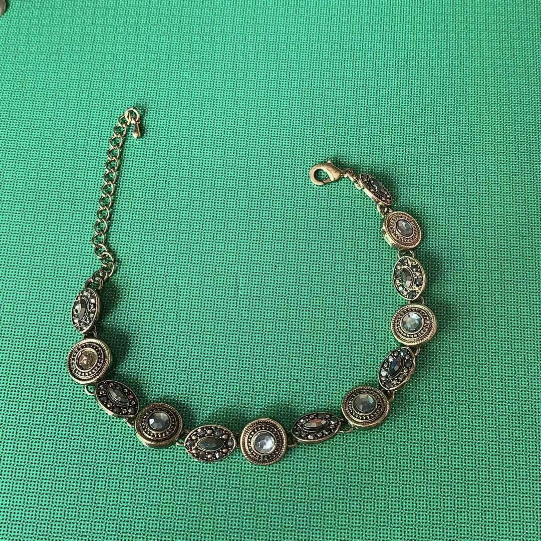 Старинный золотой ретро-средневековый чешский браслет с бриллиантами — фото 3