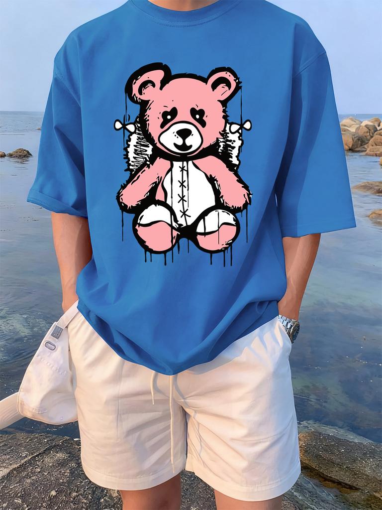 Cartoon Bear Preparing To Rest Prints TShirts Womens Summer Cotton Tops ONeck Comfortable Loose Short Sleeve Casual Clothes