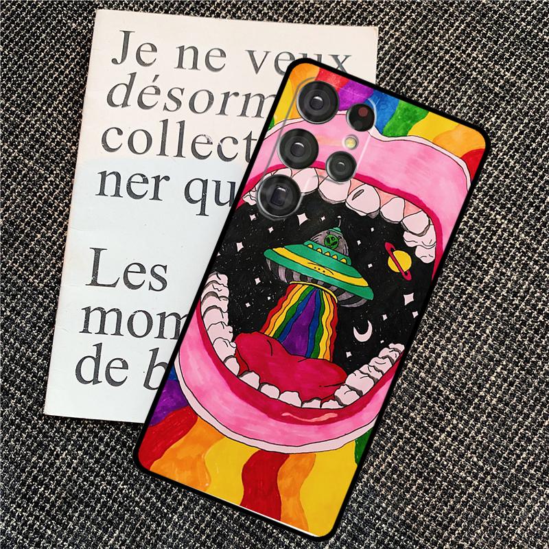 Aesthetics Cartoon Alien Space Case For Samsung Galaxy S25 S24 Ultra S20 S21 S22 S23 Ultra S9 S10 Plus S25 FE Back Cover