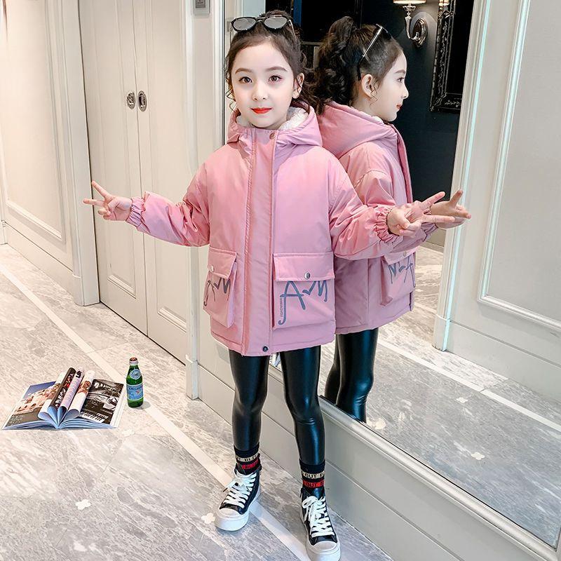 Fashionable Fleece and Thickened Coat for Girls, Casual Cotton-padded Jacket for Children In Autumn and Winter
