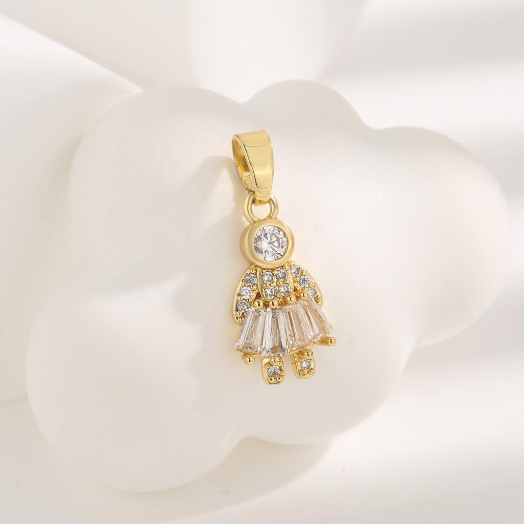 14K Gold Plated Gift Brass Jewelry Hypoallergenic Cute Boy Girl Charms Pendant DIY Fashion Gift Zircon Accessories