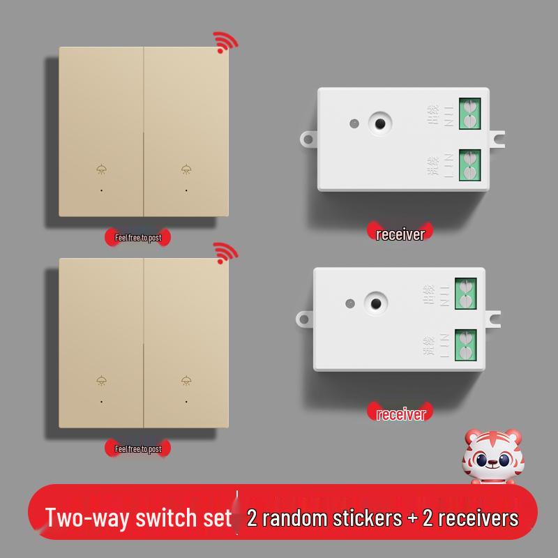 Smart Wireless Double Control Light Switch - No Wiring Needed, 220V Remote Master-Slave System