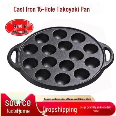 Gusseisen Takoyaki Pfanne - 15-Loch Antihaft-Oktopusbällchen Grill