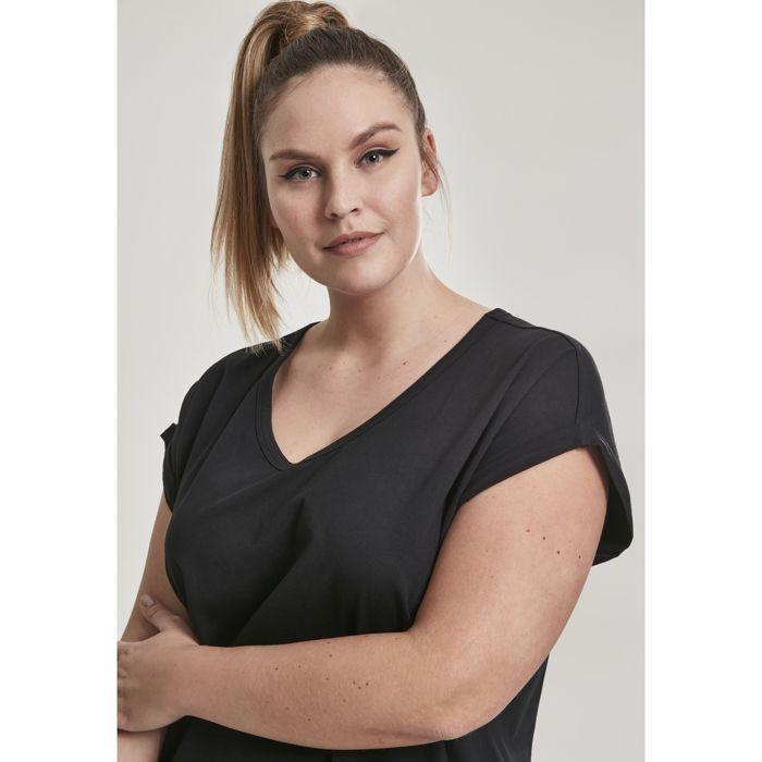 T-shirt femme - Urban Classic - Round V-Neck - Grande taille - Manches courtes - Noir