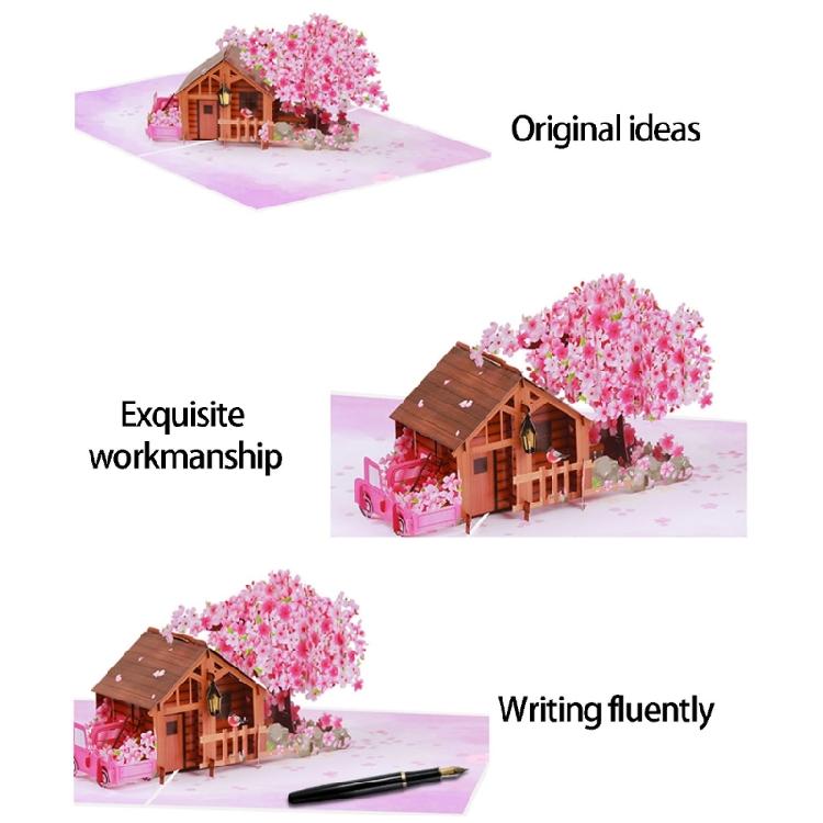 Paper Carving Flower Tree Cottage Greeting Card Folding Birthday Greeting Card for Women Men Children Adult Valentines