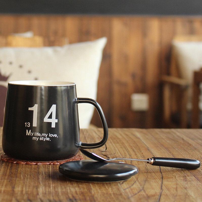 Nameless Artifact Large Ceramic Mug with Lid and Spoon - Ideal for Couples, Office, Coffee, or Tea.