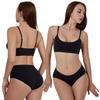 Conjunto de ropa interior con sujetador sin costuras para mujer, Top corto de lencería + bragas acanaladas, conjuntos de sostén push-up deportivo activo para Fitness