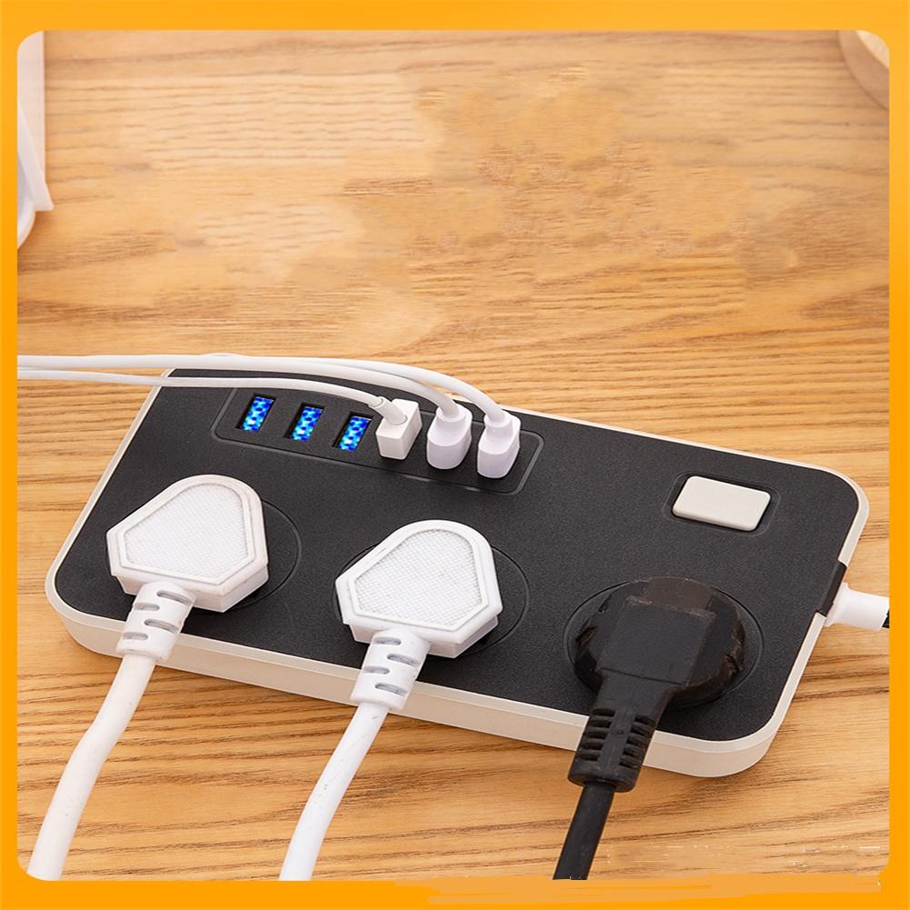 GA042 Power Strip With 6 USB Ports, 3 Sockets Combo 2000W Rated Power EU Plug EN Plug Child Safe Power Strip For Home Bedroom Office