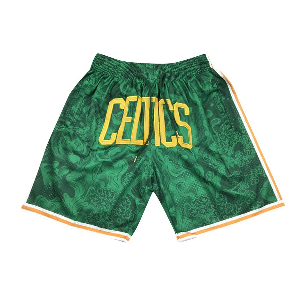 Celtics Retro Embroidered Drawstring Cropped Basketball Shorts Training Shorts