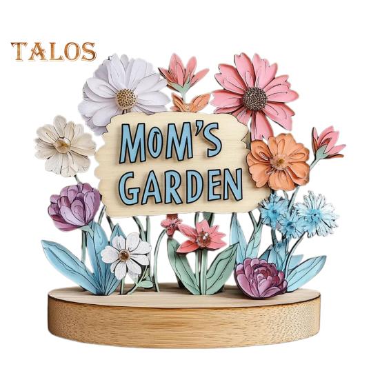 Mamčin zahradní ornament Láska zde roste cedulka s dřevěnou základnou Stolní středová dekorace Dárky k narozeninám ke Dni matek pro vyjádření vděčnosti