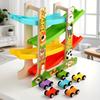 Four-layer Inertia Car Toys Traffic Theme Gravity Race Track Toy Wooden Gliders Track  Boys Girls