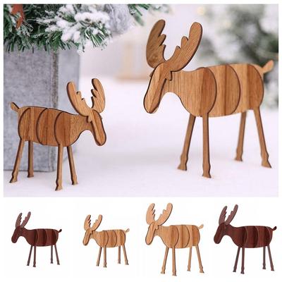 Gift DIY Home Christmas Decoration Party Decor Xmas Tree Hanging Pendants Wooden Elk Deer Ornaments