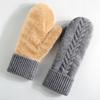 Fashion Double Layer Thickened Knitted Gloves Interior Solid Color Warm Cover Gloves Soft Winter Gloves Cold Weather