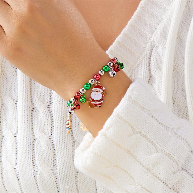 Christmas Colorful Beads Multi Element Pendant Bracelets For Women Santa Claus Snowflake Tree Bracelet Party Jewelry