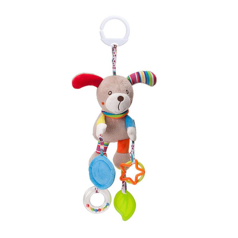 Soft Stuffed Animal Baby Rattles Hand Grip Shaker Toy with Crinkle Squeaky Sensory Features Travel Accessory for Toddlers