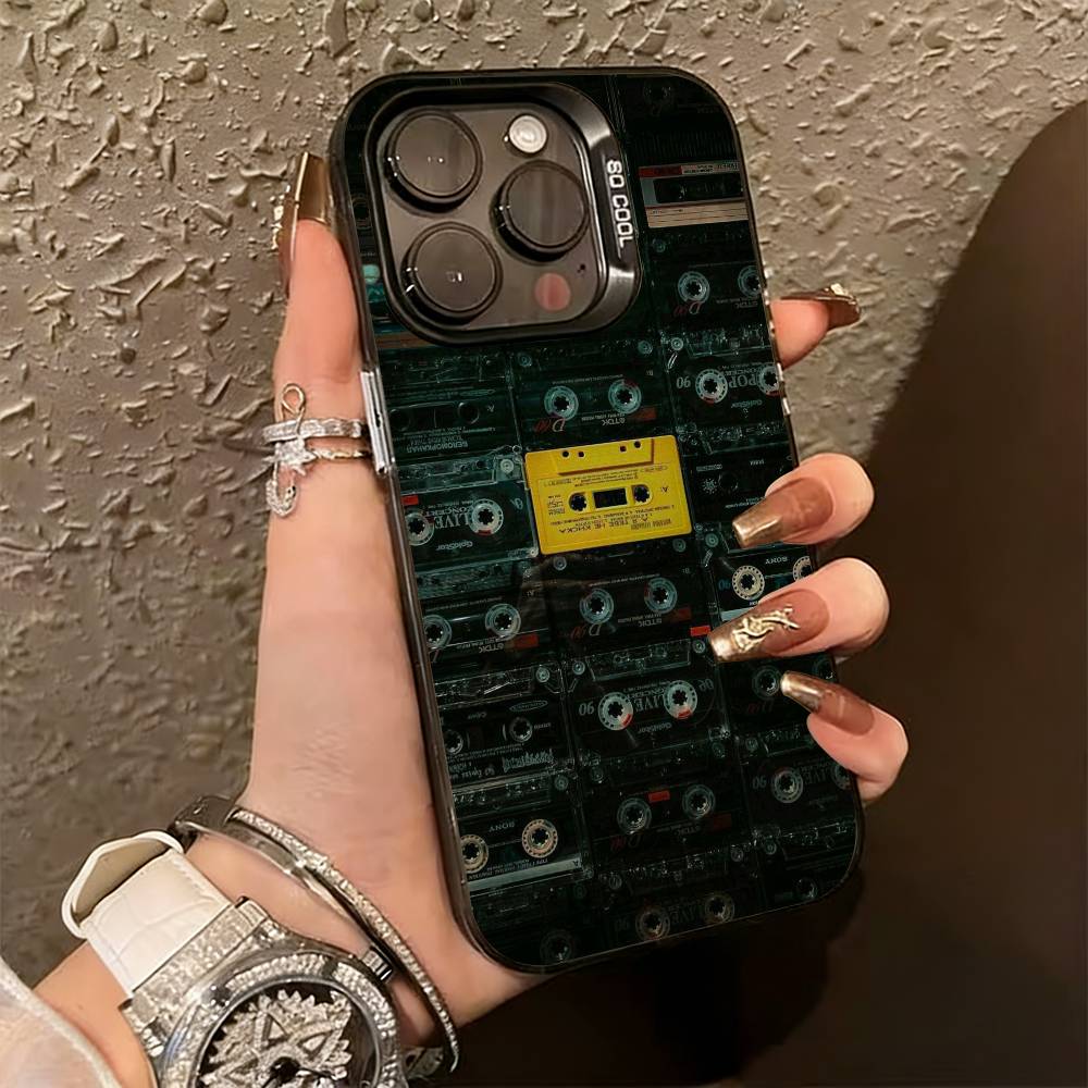 

R-retro C-cassette T-tape Phone Case For iPhone 17,16,15,14,13,12,11 Plus,Pro Max,XS,Colorful Silver Black Cover iPhone16plus