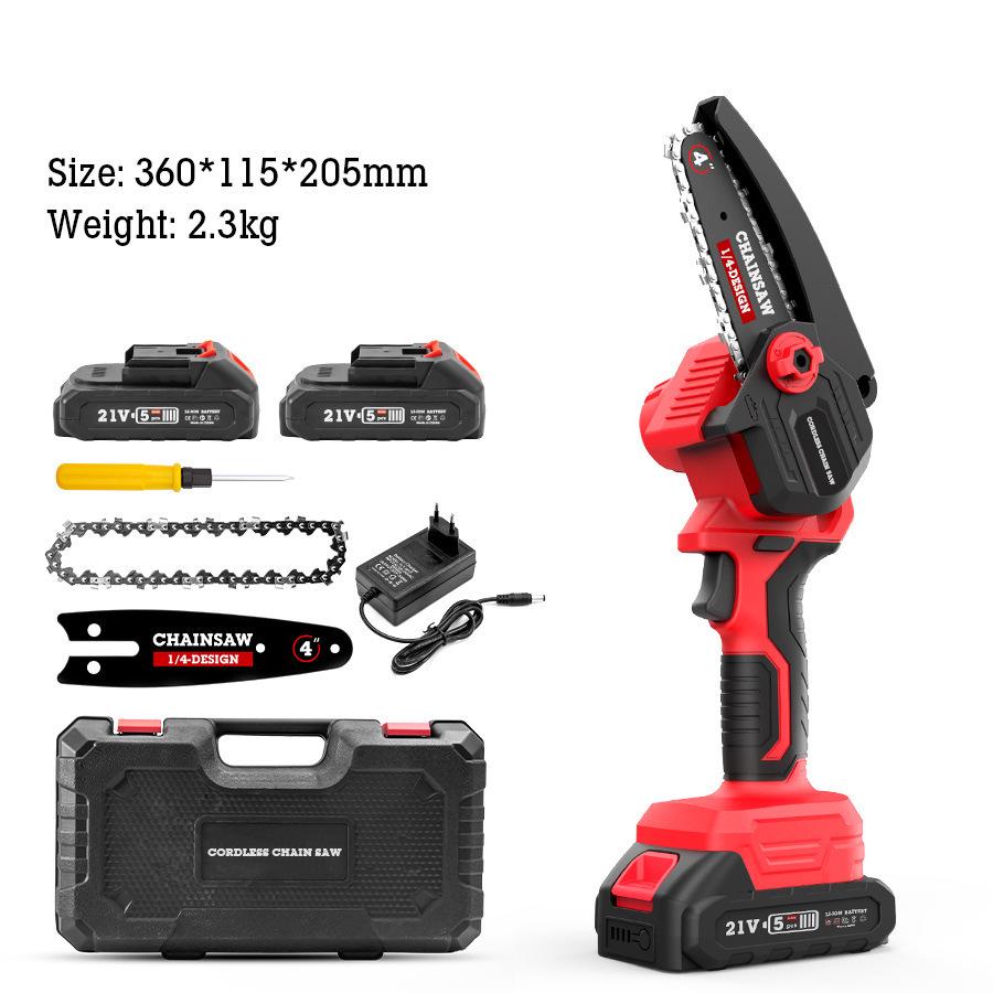 6-inch Cordless Electric Chainsaw with Rubberized Grip, Lithium Battery-Powered, Mini Woodworking & Logging Saw for Garden Tools