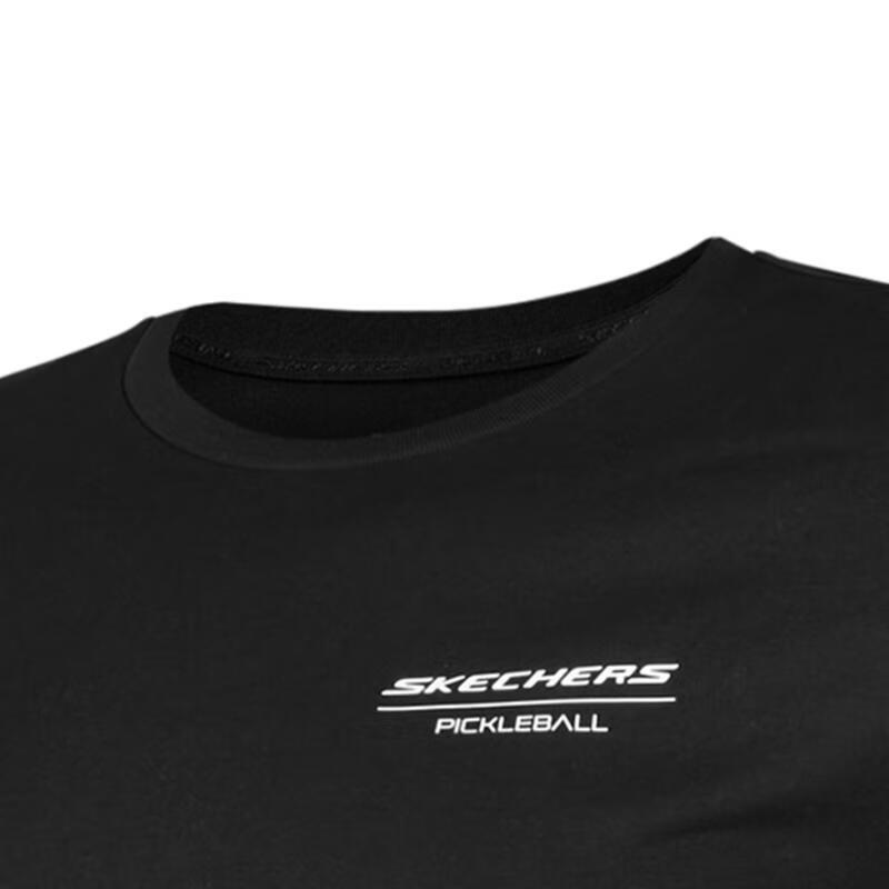 Skechers Letter Round Neck Casual Sports Comfortable Breathable Cool Short Sleeve T-Shirt Men Tops Carbon-Black P224M105-0018