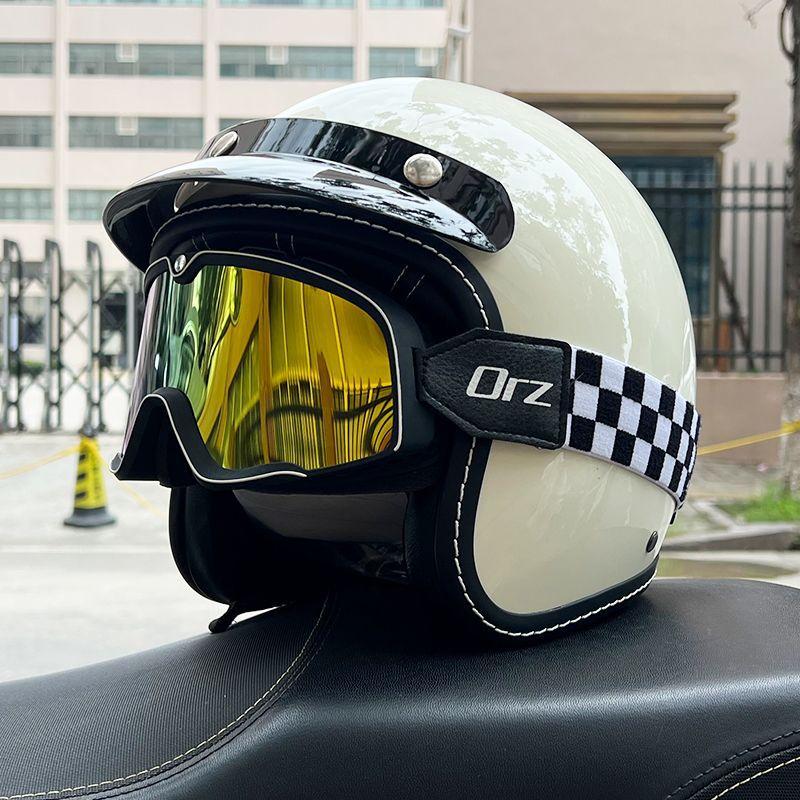 Retro Motorcycle Helmet Men's and Women's Electric Vehicle Scooter 3/4 Half Helmet